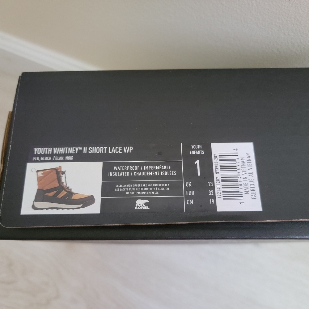 SOREL Youth Whitney II Lace Winter Boots Waterproof Size 1 Youth New In Box - Picture 8 of 8